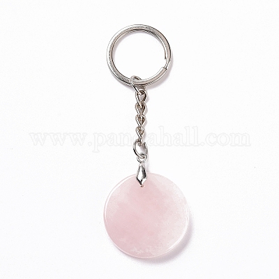 Брелок с подвеской из натурального розового кварца KEYC-E038-01P-04-1