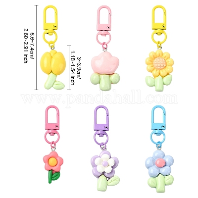 6 шт. подвеска в виде цветка из смолы HJEW-YW00056-1