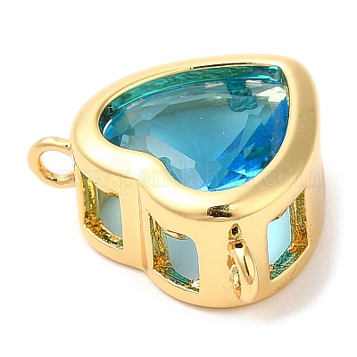 Подвески в виде сердец из настоящей латуни с покрытием из 18-каратного золота KK-D027-18G-1