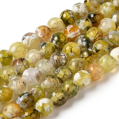 Нити окрашенных и нагретых натуральных агатовых бус с огненным кракелюром G-P539-C01-01-1