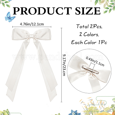 Заколки для волос из кожи аллигатора с большим бантом из полиэстера AJEW-CP0008-42B-04-1