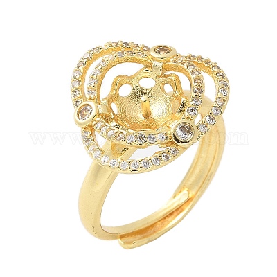 Цветочная латунь микропаве кубический цирконий регулируемые настройки кольца KK-K297-18G-1
