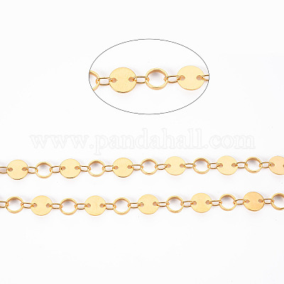 Латунные плоские цепочки с пайетками ручной работы CHC-S012-103-1