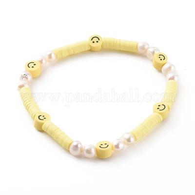 Браслеты хейши из полимерной глины ручной работы стрейч из бисера BJEW-JB06143-1