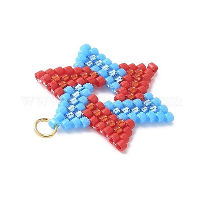 Подвески ручной работы из стеклянного бисера в форме звезды Давида PALLOY-MZ00618-1