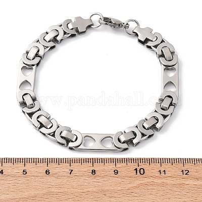 201 браслет-цепочка из нержавеющей стали с византийским узором BJEW-B078-154P-1