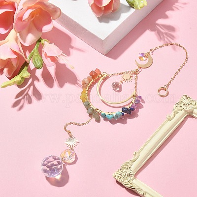 Стеклянный круглый кулон украшение HJEW-TA00045-1