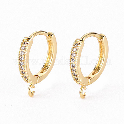 Earring Posts, 24K Gold Plated, Cubic Zirconia