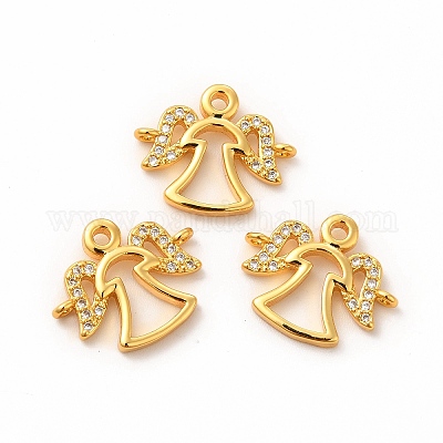 Экологичные подвески из латуни с микро-паве из прозрачного кубического циркония KK-F851-09G-1