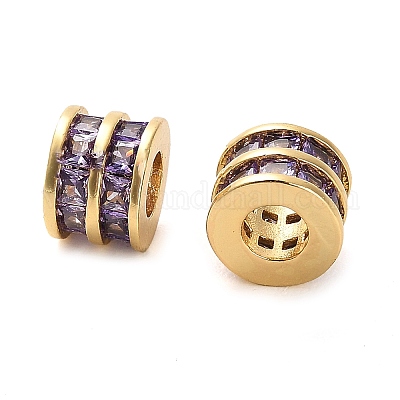 Латунные микро проложить кубического циркония бусы KK-D093-04G-02-1