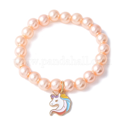 Абс пластик имитация жемчуга бусины стрейч браслеты BJEW-JB11584-01-1