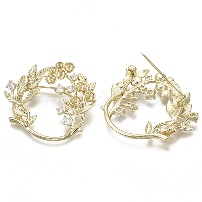 Брошь из латуни с прозрачным кубическим цирконием&nbsp;LS-KK-R136-005-NF-1