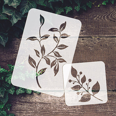 6 pcs Watercolor Leaves Painting Stencil 2 Size Reusable Leaves Drawing  Template Ivy Decoration Stencil Leaf Plants Stencil for Painting on Wall  Wood Furniture Fabric and Paper 