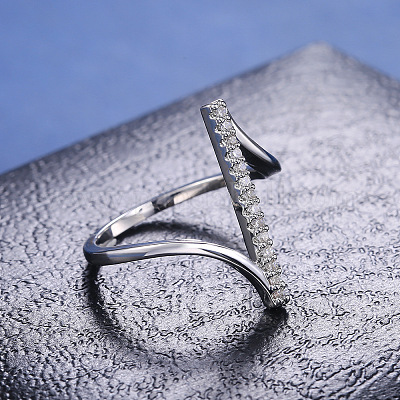 Кольца для женщин с микропаве из латуни и прозрачными кубическими цирконами WG82572-02-1