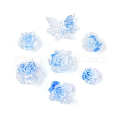 Кабошоны из светящейся цветочной смолы CRES-T025-10F-1