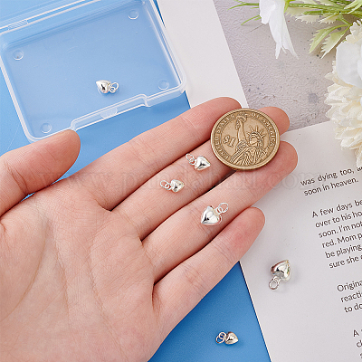 6 шт. 3 стиля 925 подвески в форме сердца из стерлингового серебра с соединительными кольцами STER-PH0002-29-1