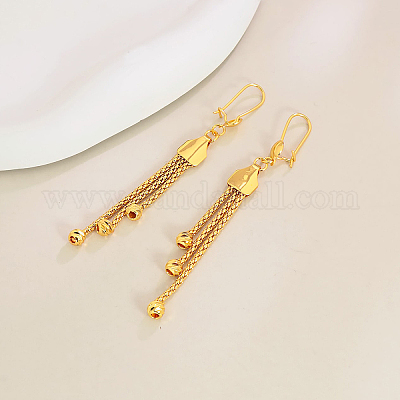 Круглые серьги-кольца с кисточками из латуни SV8907-1