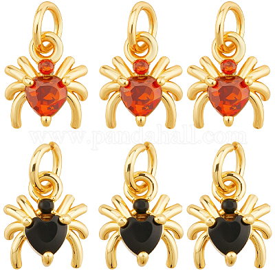 8 шт. 2-х цветные латунные подвески-пауки с микропаве из кубического циркония ZIRC-SC0001-33-1