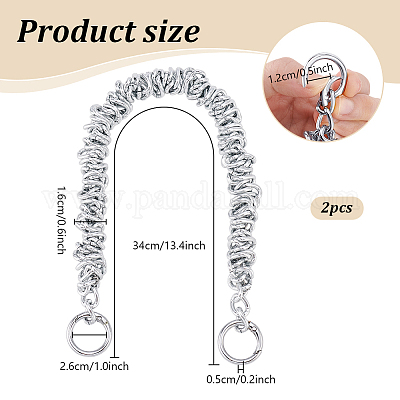 Ручки для сумок из цинкового сплава с витыми кольцами и цепочкой FIND-WH0436-47P-1