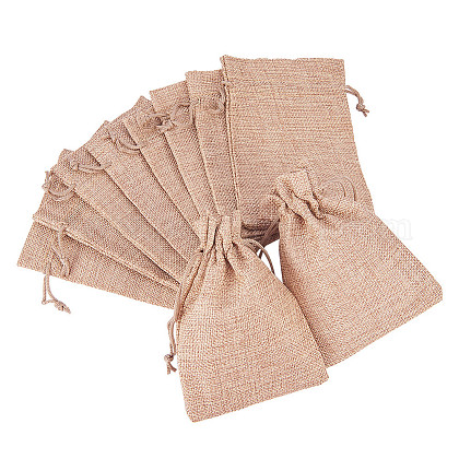 BENECREAT 30 PCS Linen Burlap Bags with Drawstring Gift Bags Jewelry Pouch for Wedding Party and DIY Craft ABAG-BC0001-03-1