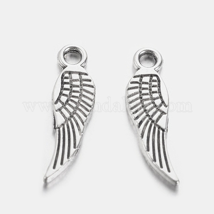 Tibetan Style Alloy Wing Charms TIBEP-3344-AS-RS-1