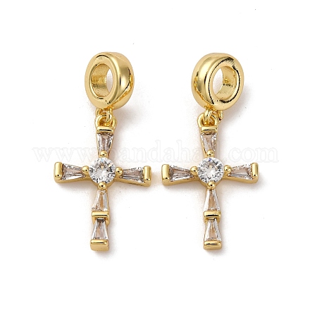 Европейские подвески-подвески из латуни с паве из прозрачного кубического циркония KK-P308-26G-1