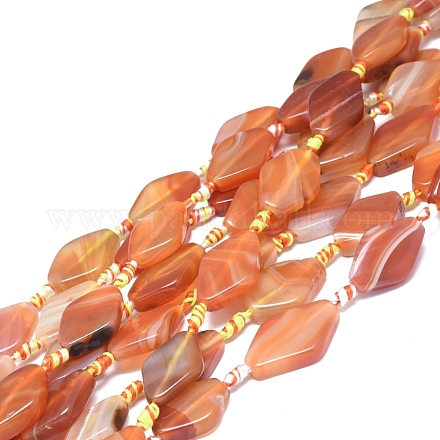 Agate à bandes naturelles / brins de perles d'agate à rayures G-L544-049A-01-1