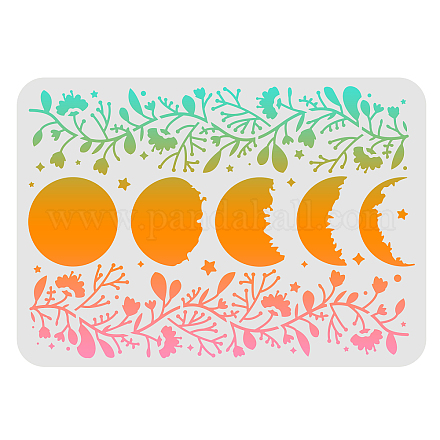 FINGERINSPIRE Plant Moon Stencils Decoration Template 29.7x21cm Home Flowers Vines Stars Decor Drawing Painting Stencils Reusable Stencils for Create DIY Crafts and Decor DIY-WH0202-258-1