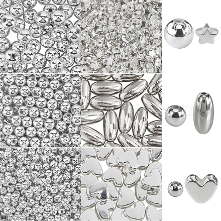 1200 шт. 6 стиля ccb пластиковые бусины с абс пластиковыми бусинами&nbsp;CCB-SC0001-15-1