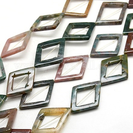 Rhombus Natural Indian Agate Beads Strands G-P063-105-1