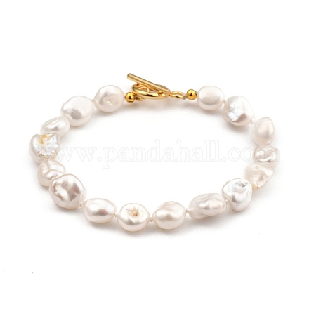 Natürliche Barockperlen Keshi Perlen Perlen Armbänder BJEW-JB05385-01-1