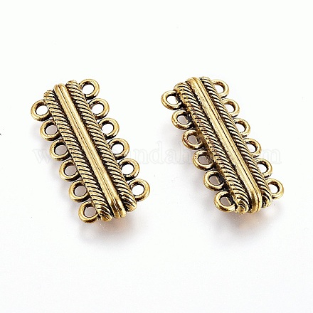 Tibetan Style Alloy Magnetic Clasps with Loops PALLOY-L215-01AB-1