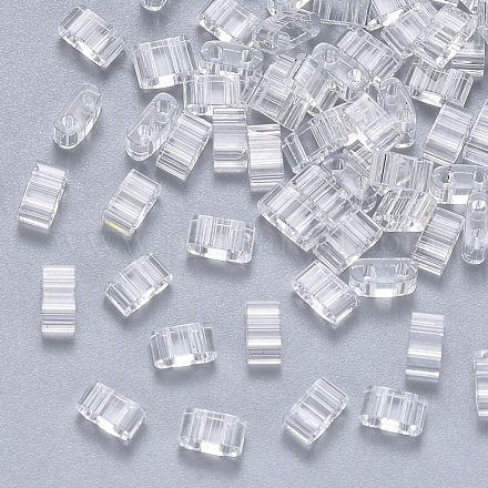 Perles de rocaille en verre transparent à 2 trou X-SEED-S031-M-001-1
