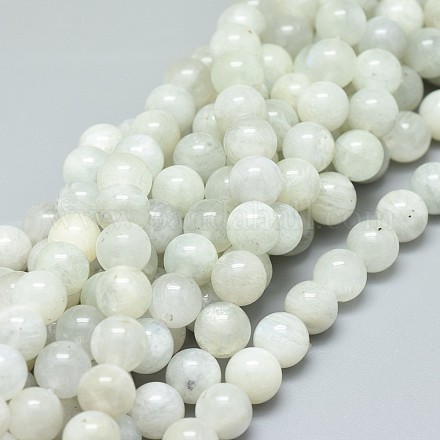 Naturelles perles pierre de lune blanc brins G-F674-08-8mm-1