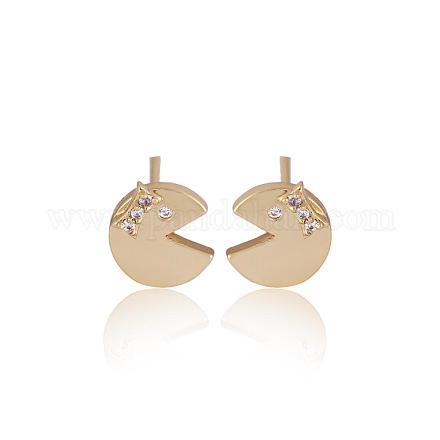 Real 18K Gold Plated Smiling Face Brass Cubic Zirconia Stud Earrings EJEW-EE0001-212B-1
