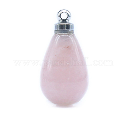 Colgantes de botella de perfume de cuarzo rosa natural BOTT-PW0001-071A-1
