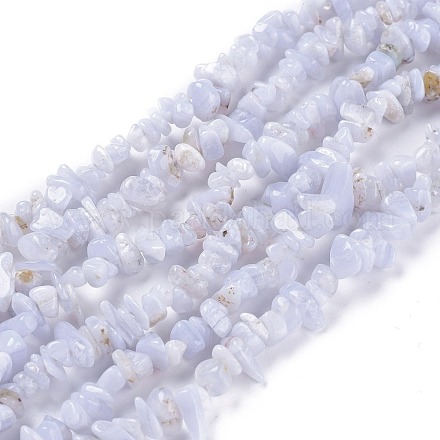 Chapelets de perles en agate avec dentelle bleue naturelle G-O187-02-1
