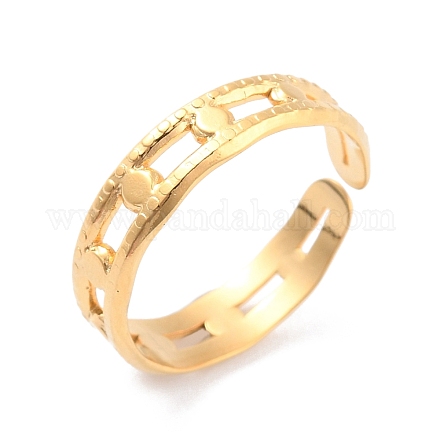 Ионное покрытие (ip) 304 полое открытое манжетное кольцо из нержавеющей стали для женщин RJEW-L103-35G-1