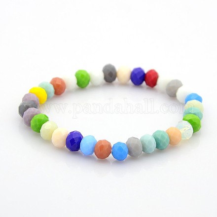 Bracelets de perles de verre rondelle stretch BJEW-F073-03-1