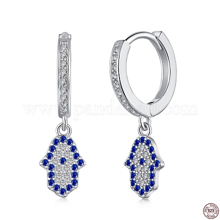 Rhodium Plated 925 Sterling Silver Micro Pave Cubic Zirconia Hoop Earrings for Women EJEW-P231-65P-1
