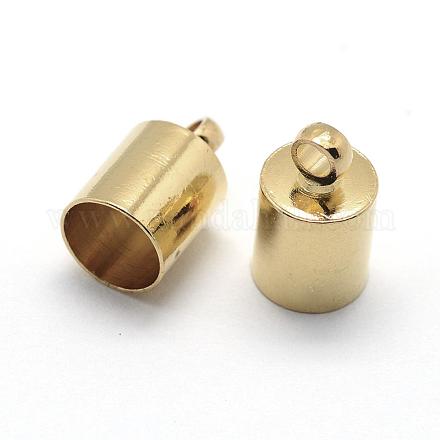 真鍮製コードエンドパーツ  エンドキャップ  ゴールドカラー  10x5mm  穴：1mm  内径：4.5mm KK-D219-10x5-G-1