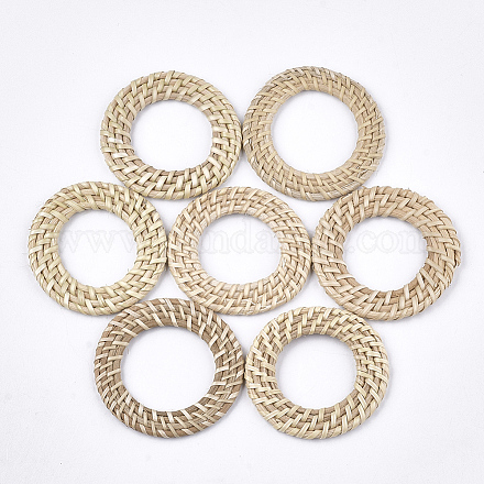 Handmade Reed Cane/Rattan Woven Linking Rings WOVE-T006-035-1