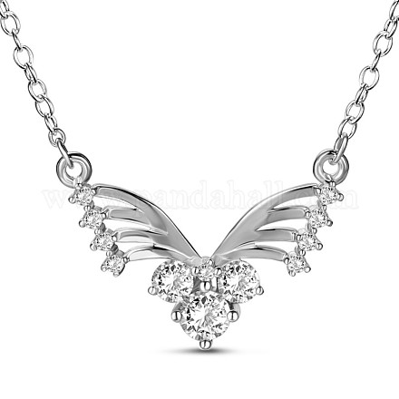 TINYSAND 925 Sterling Silver Cubic Zirconia Fairy Wings Pendant Necklace TS-N374-S-1