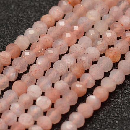 Chapelets de perles de sunstone naturelle naturelles G-K182-2mm-12-1