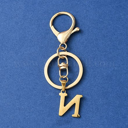 304 Stainless Steel Initial Letter Charm Keychains KEYC-YW00005-14-1