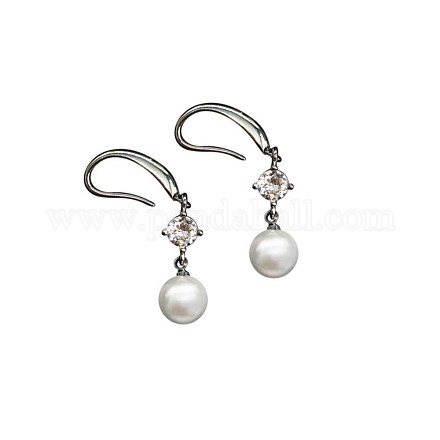 Orecchini pendenti con perle finte rotonde per donna ragazza EJEW-BB46355-A-1
