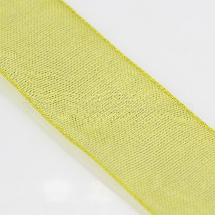 装飾を梱包するオーガンジーリボン  黄緑  幅約5/8インチ（15mm）  50ヤード/ロール（45.72メートル/ロール）  10のロール/グループ  500ヤード/グループ X-ORIB-15mm-Y052-1