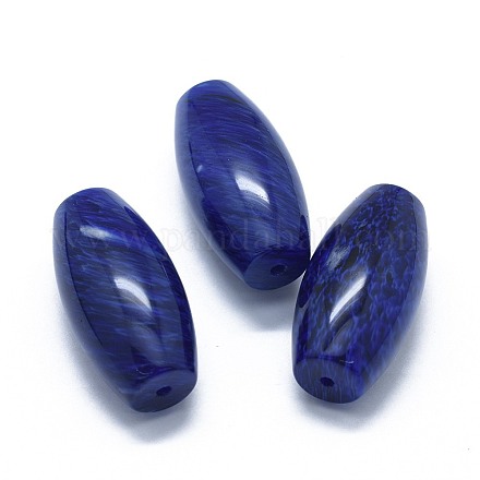 Vetro anguria sintetico blu vetro due perline mezzo forato G-G795-11-01A-1