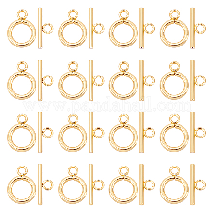UNICRAFTALE 20 Sets Golden Toggle Clasps 304 Stainless Steel Ring Toggle Connectors IQ Toggle Clasps & Tbar Clasps for DIY Necklace Bracelet Jewelry Making STAS-UN0033-53-1