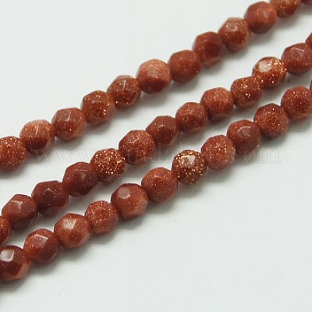 Synthetic Goldstone Beads Strands G-K020-3mm-07B-1